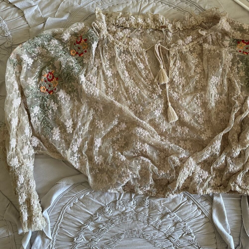 Free People see through blouse with stitching